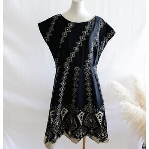 ERIKA Vintage Aztec Southwestern Cotton Cottage dress size 16 L